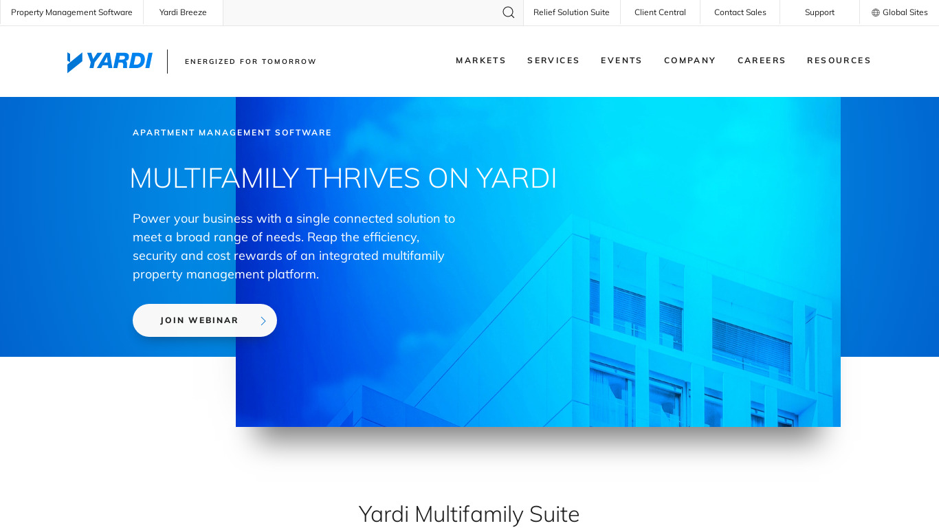 Yardi Multifamily Suite Landing page
