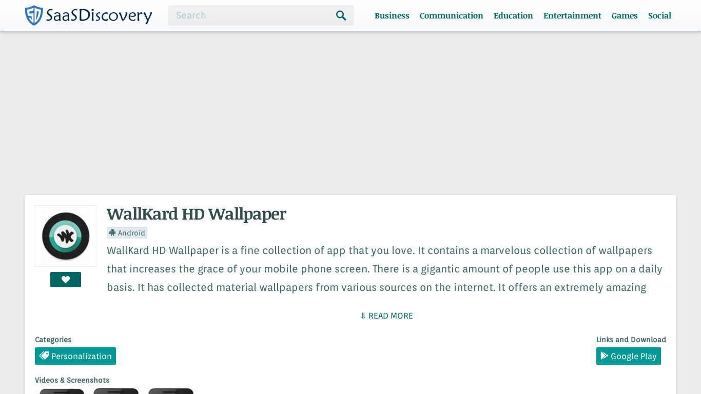 WallKard HD Wallpaper Landing page