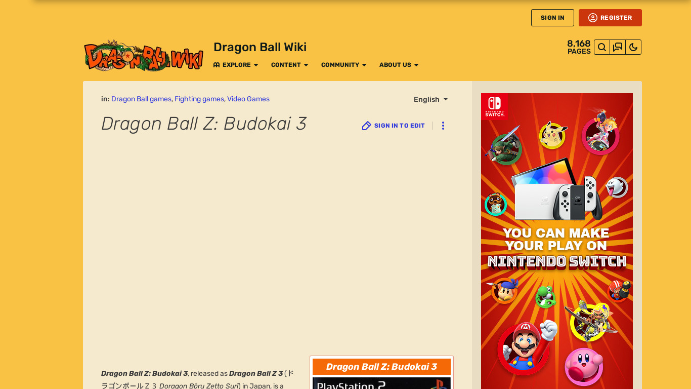 Dragon Ball Z: Budokai 3 Landing page