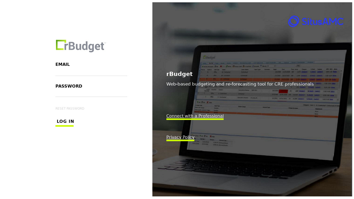 Realogic Budget Landing page
