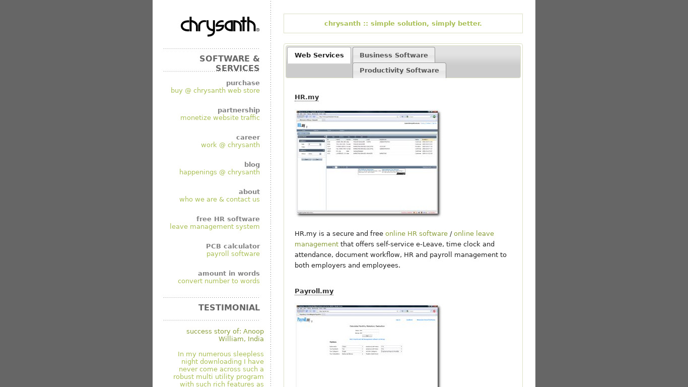 Chrysanth Diary Landing page