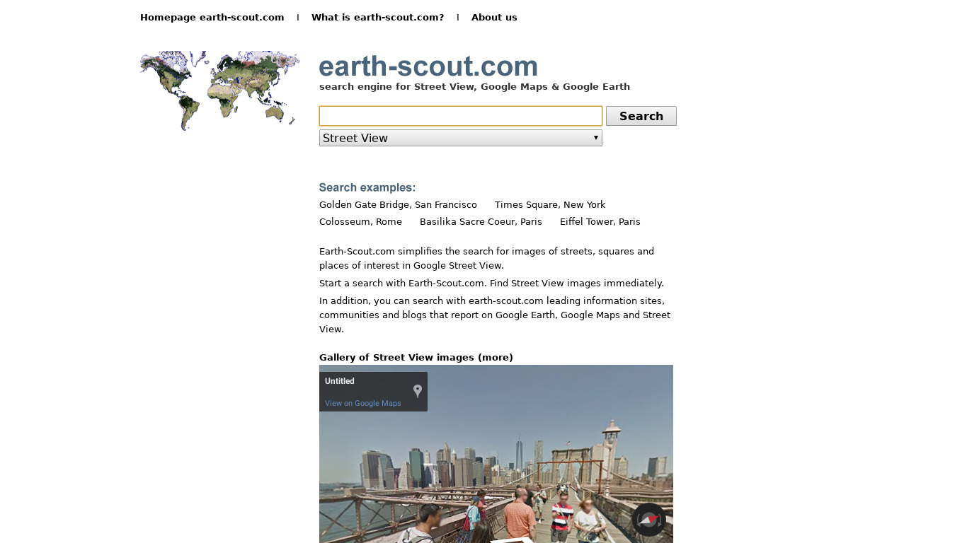 Earth-Scout.com Landing page