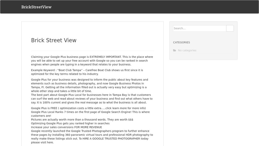Brick Street View Landing Page