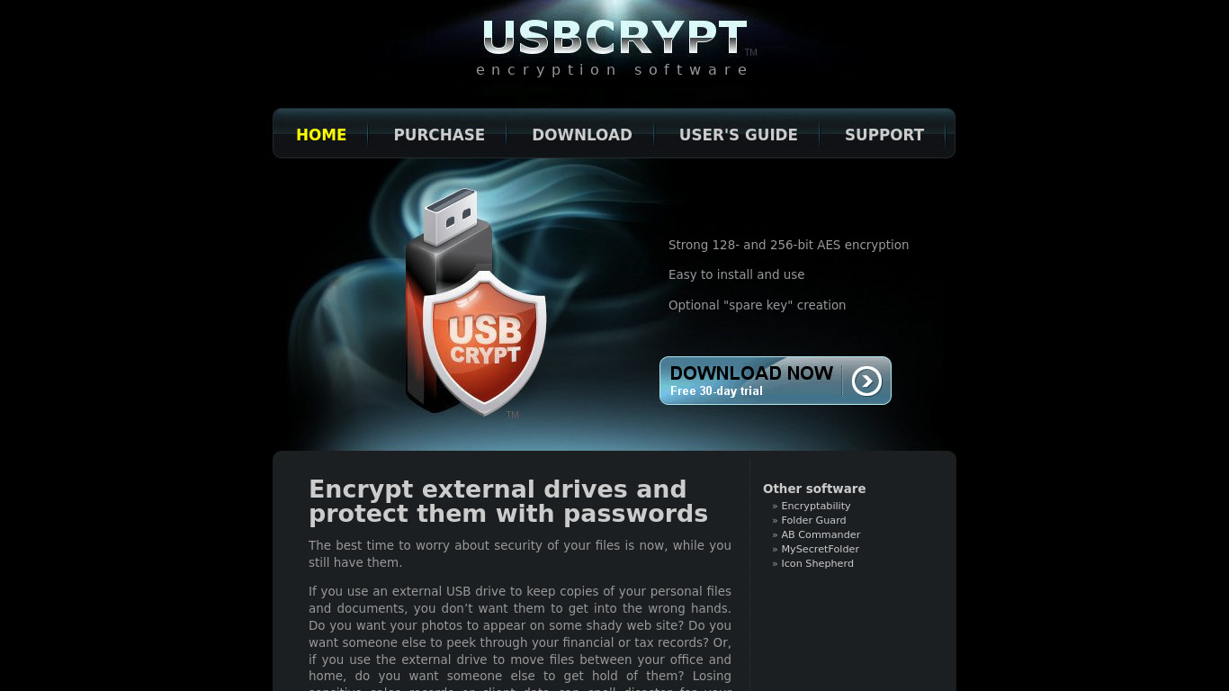USBCrypt Landing page