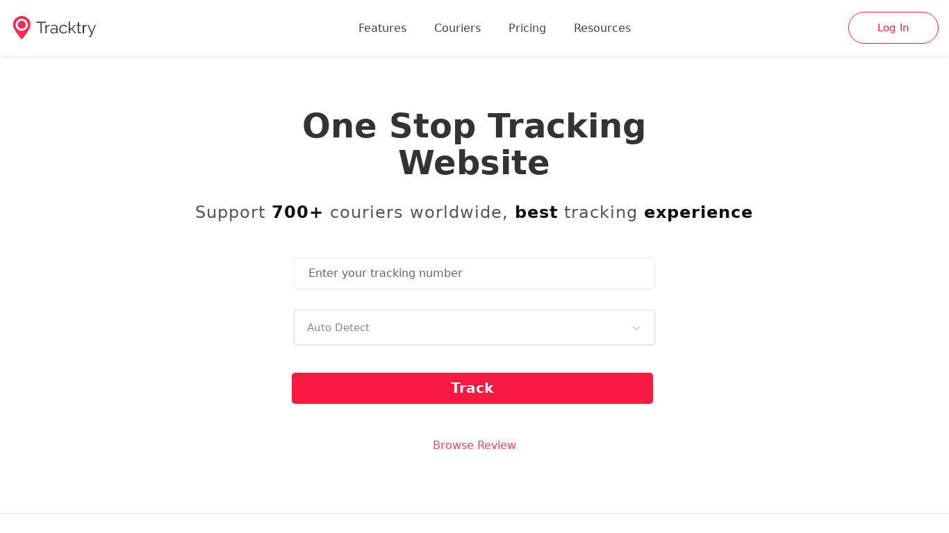 Tracktry Landing page