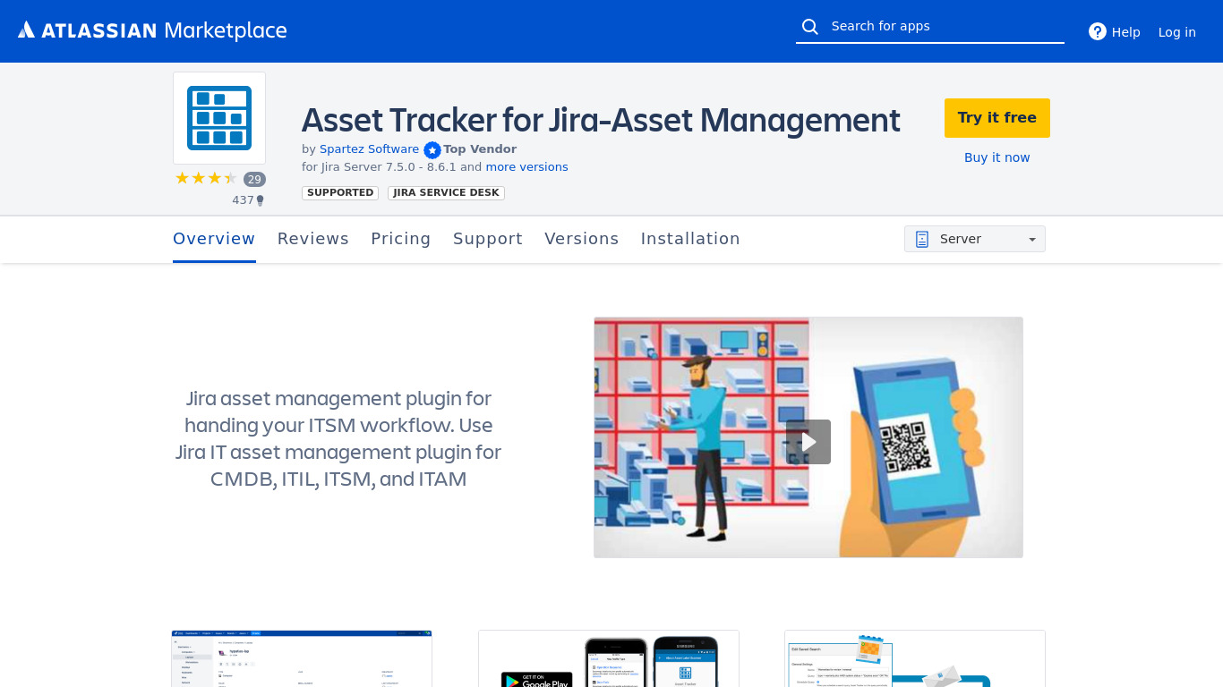 Asset Tracker for Jira Landing page