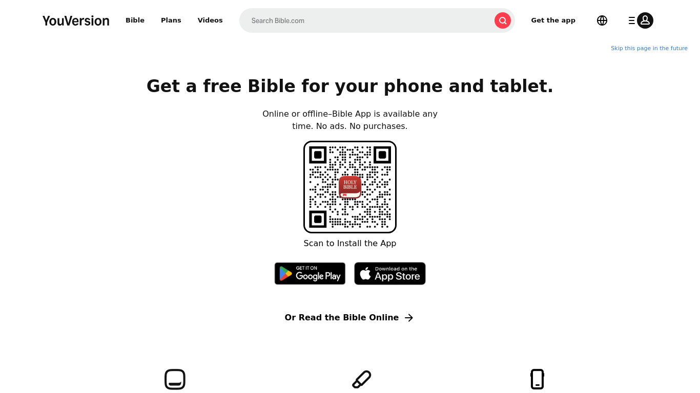 Bible.com Landing page