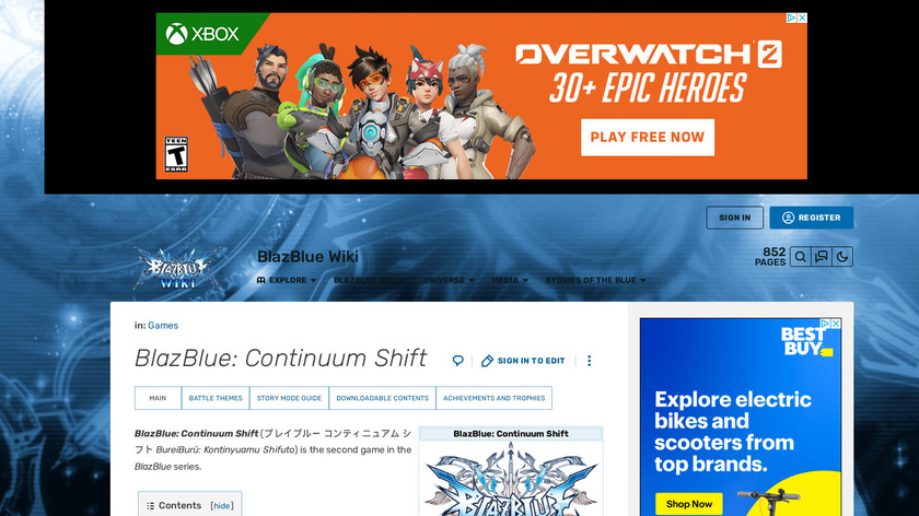 BlazBlue: Continuum Shift Landing Page