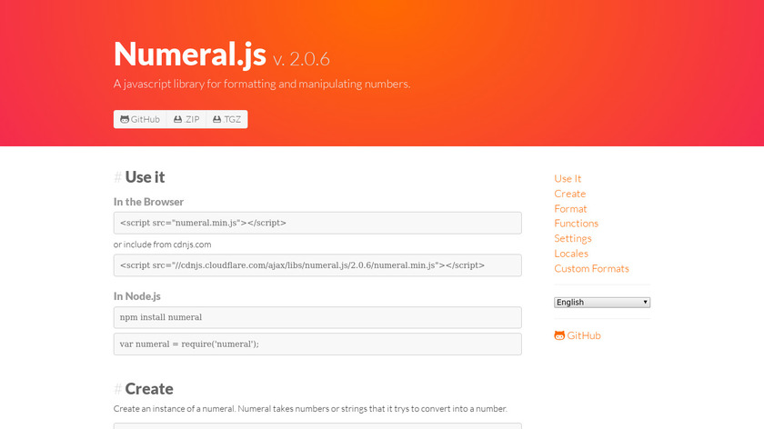 Numeral.Js Landing Page