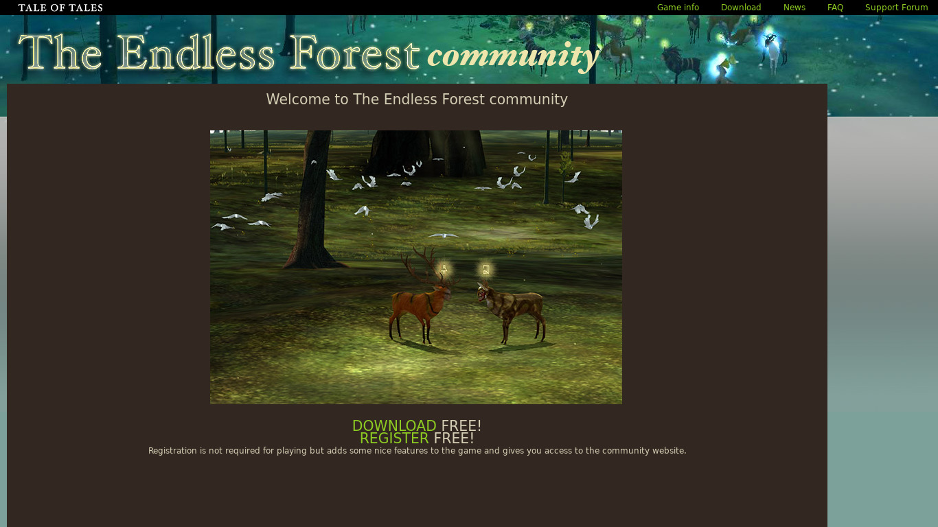 The Endless Forest Landing page