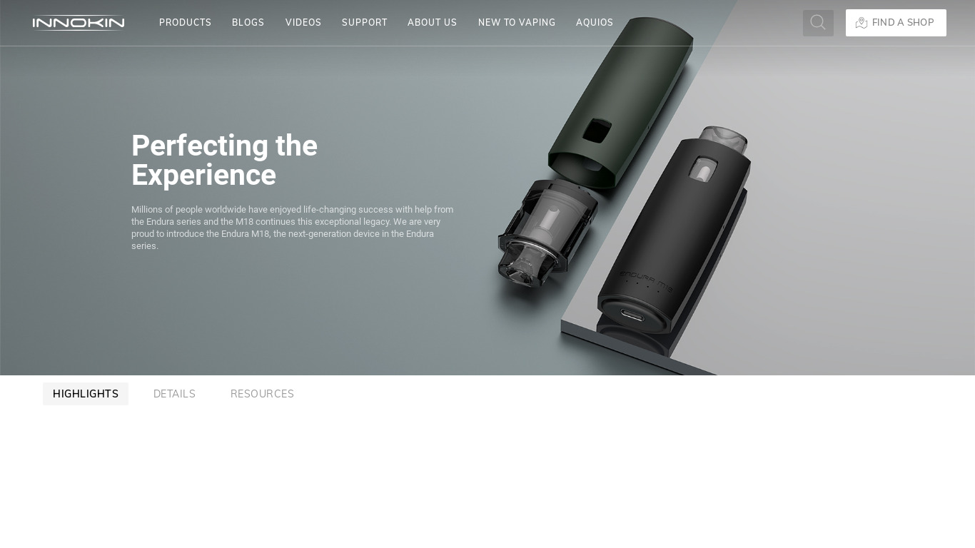 Innokin Endura T18 Vape Pen Landing page