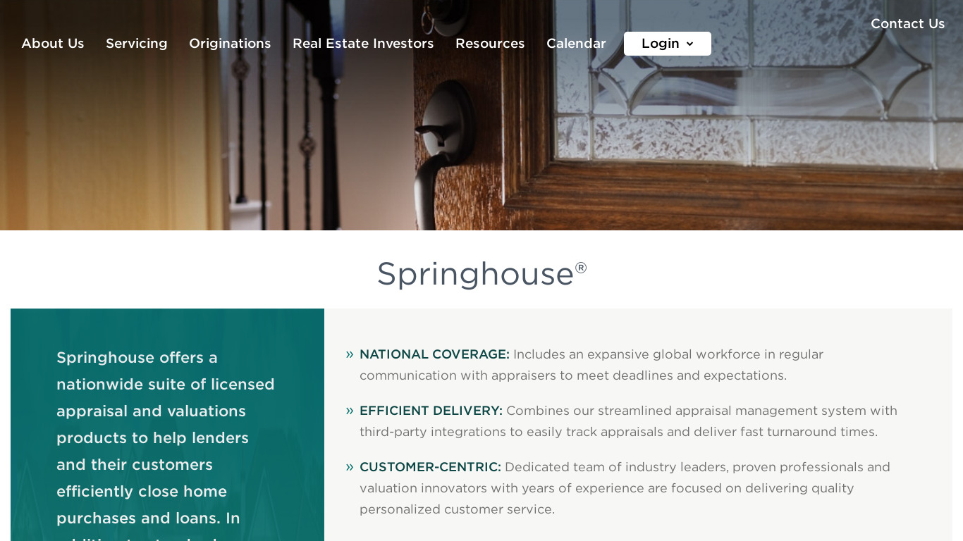 Springhouse Landing page