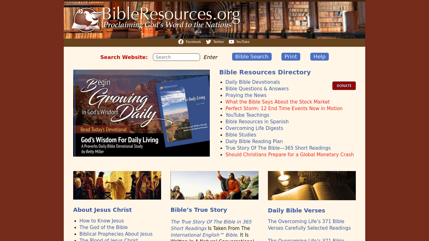 BibleResources Landing page