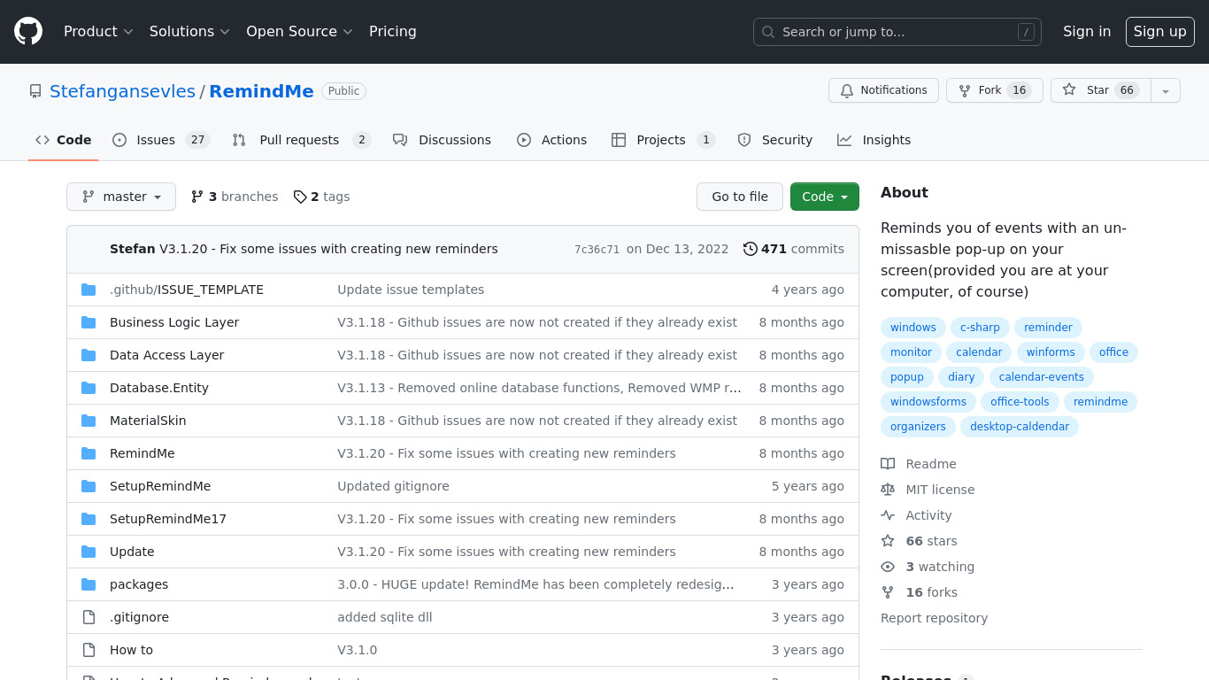 RemindMe desktop calendar Landing page