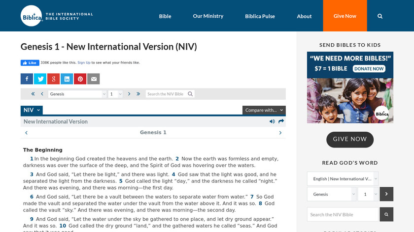 Biblica Online Bible Landing Page