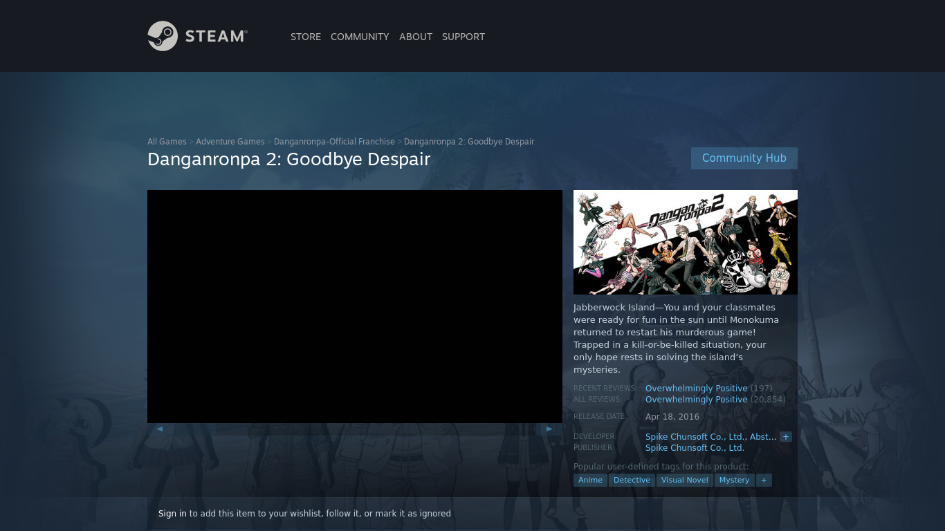 Danganronpa 2: Goodbye Despair Landing page
