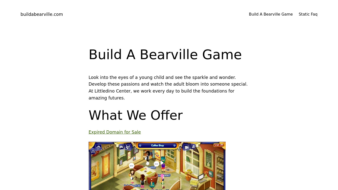 BearVille Landing page
