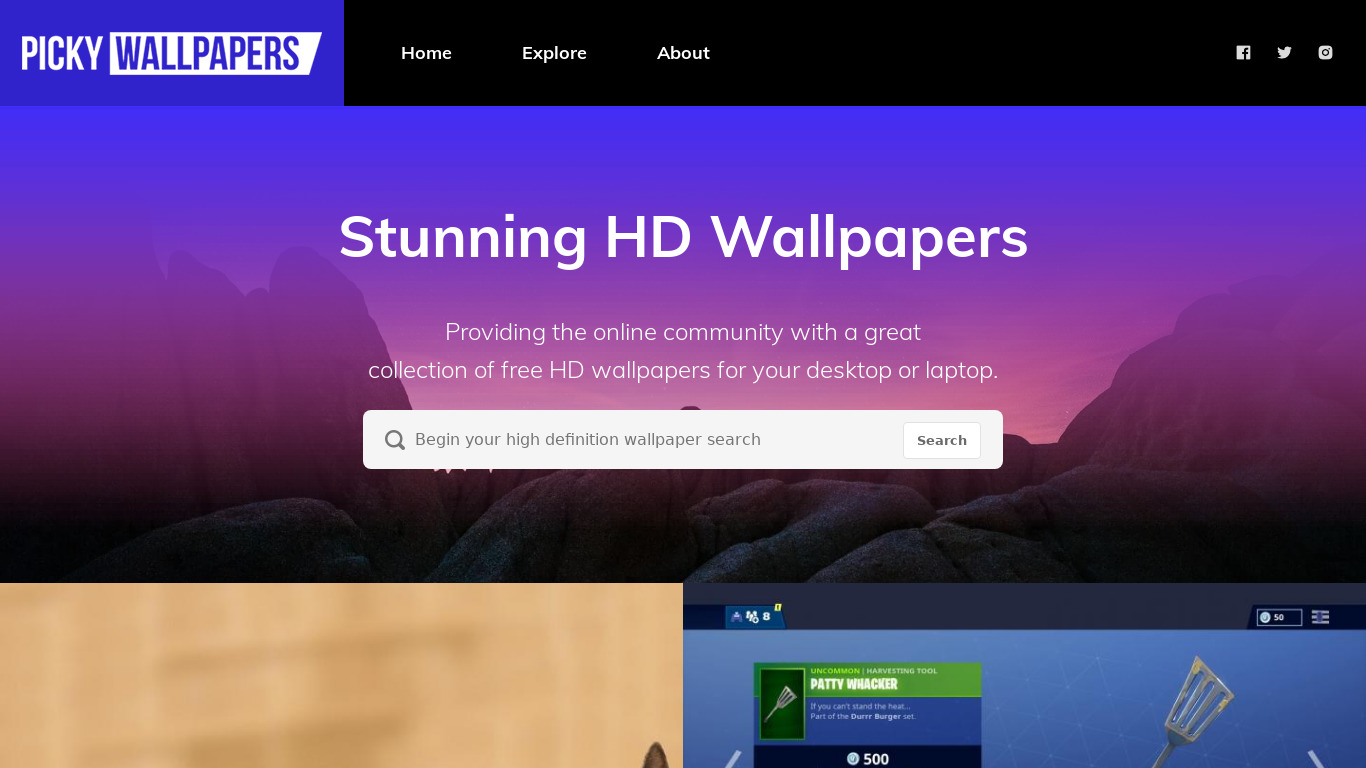 Picky Wallpapers Landing page