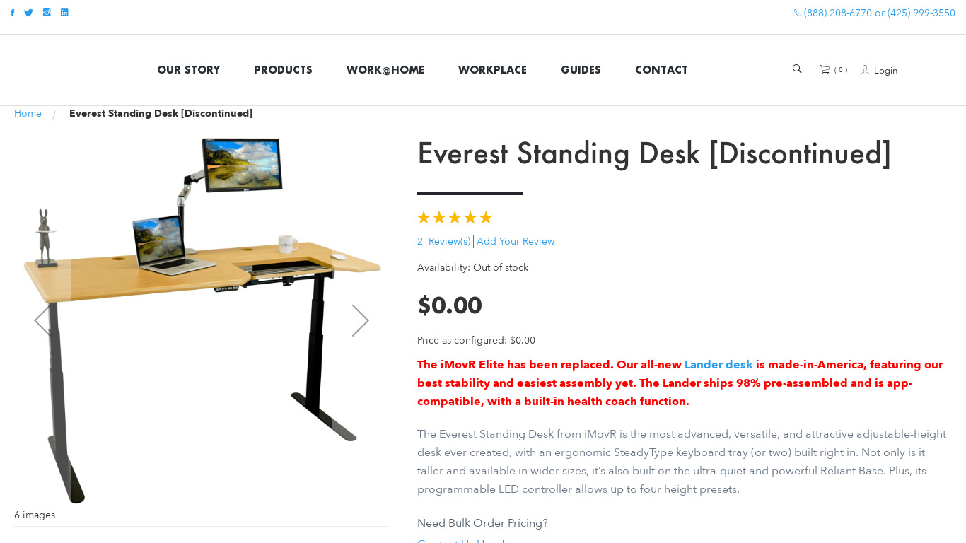 iMovR Omega Everest Treadmill Desk Landing page