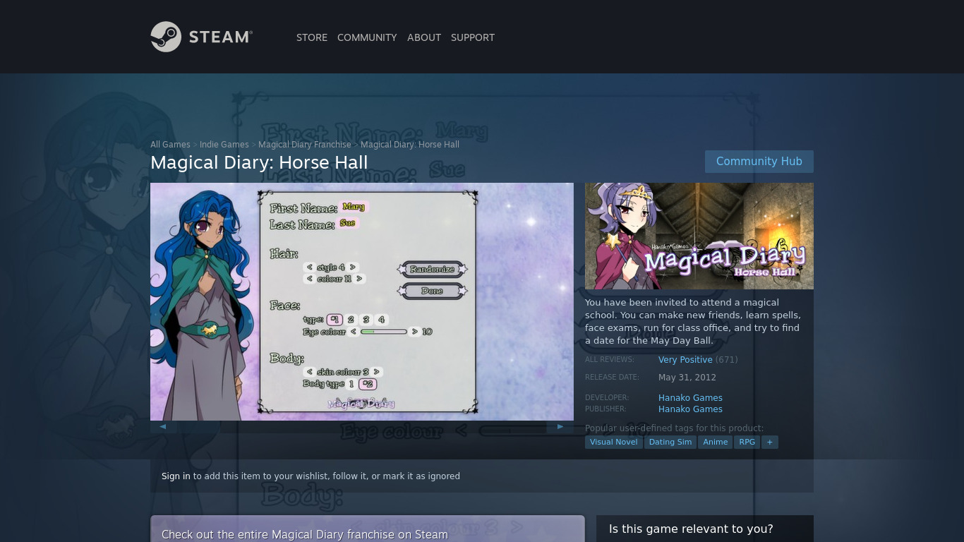Magical Diary: Horse Hall Landing page