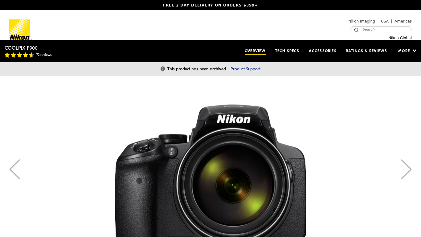 Nikon Coolpix P900 Landing page