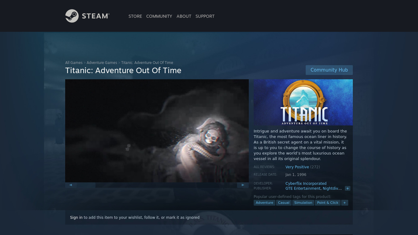 Titanic: Adventure Out of Time Landing page