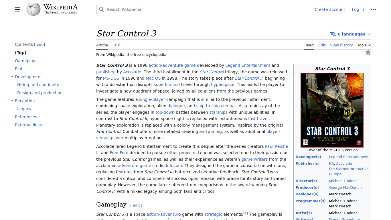 Star Control 3 Landing page