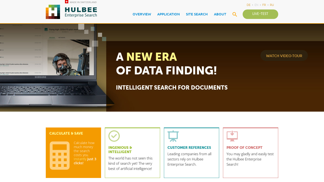 Hulbee Enterprise Search Landing page