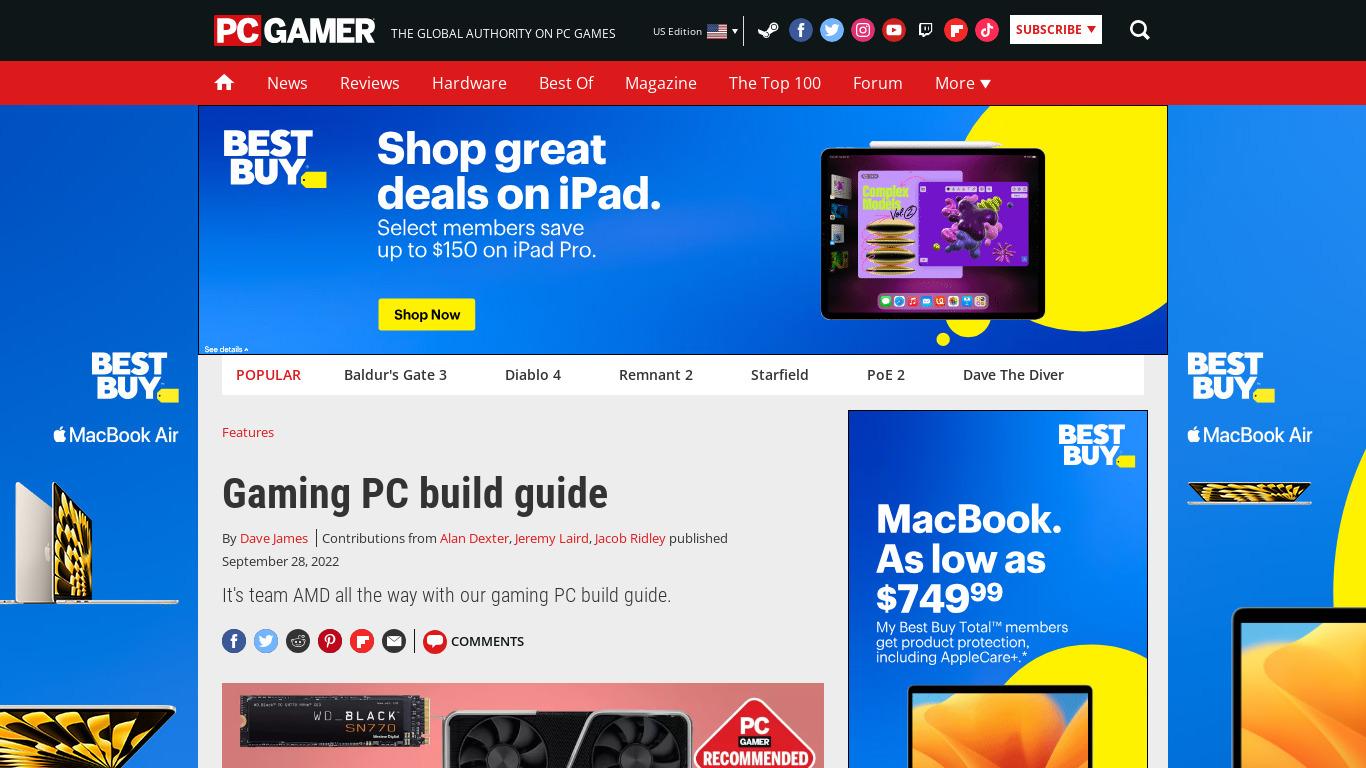 PC Gamer PC Build Landing page