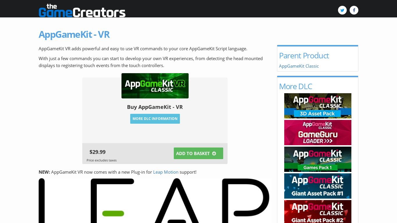 AppGameKit VR Landing page