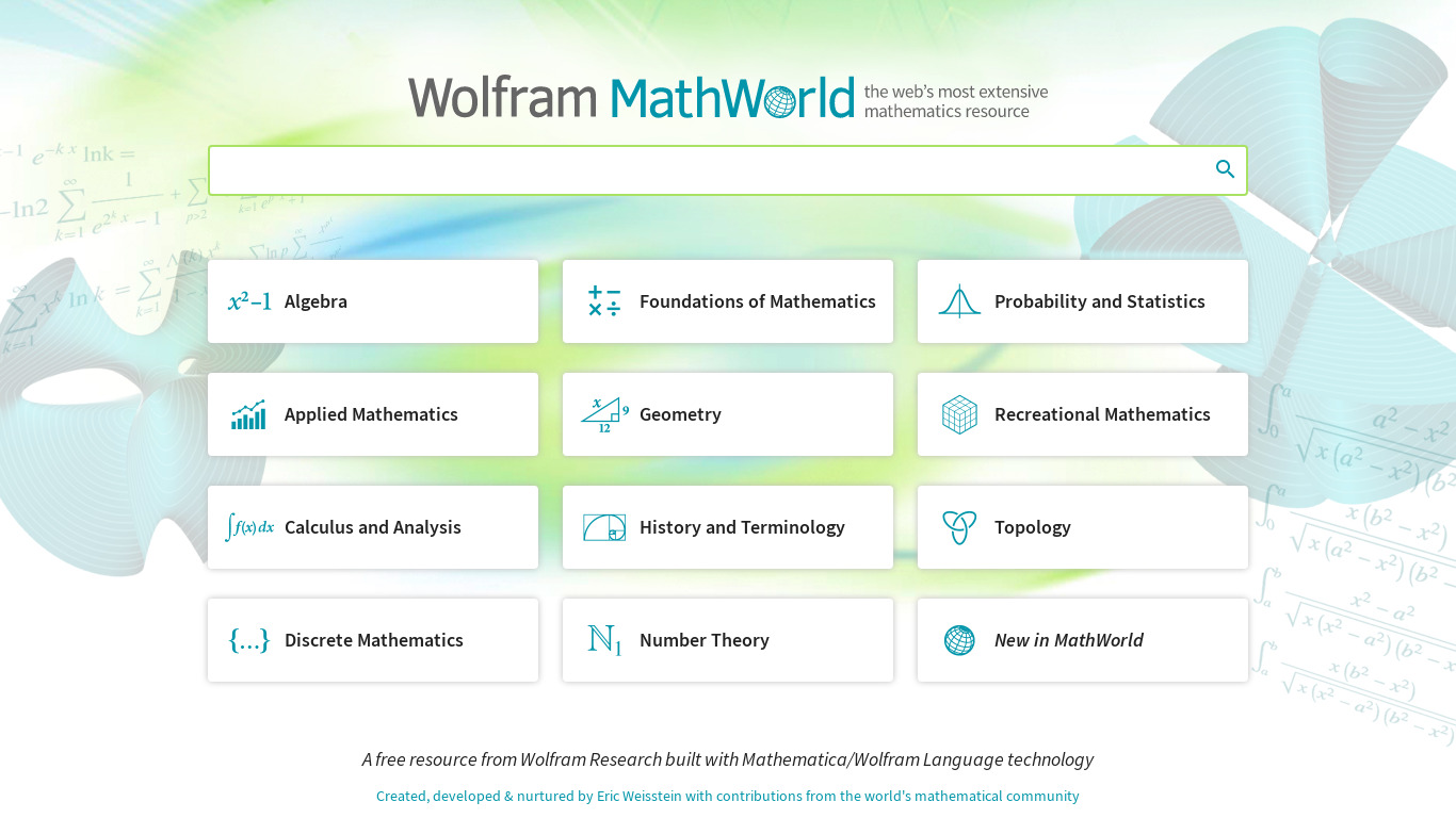 MathWorld Landing page