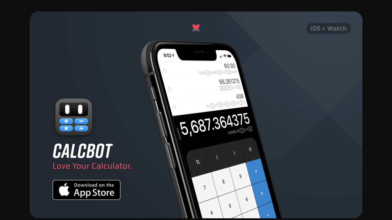 Calcbot for Apple Watch Landing page