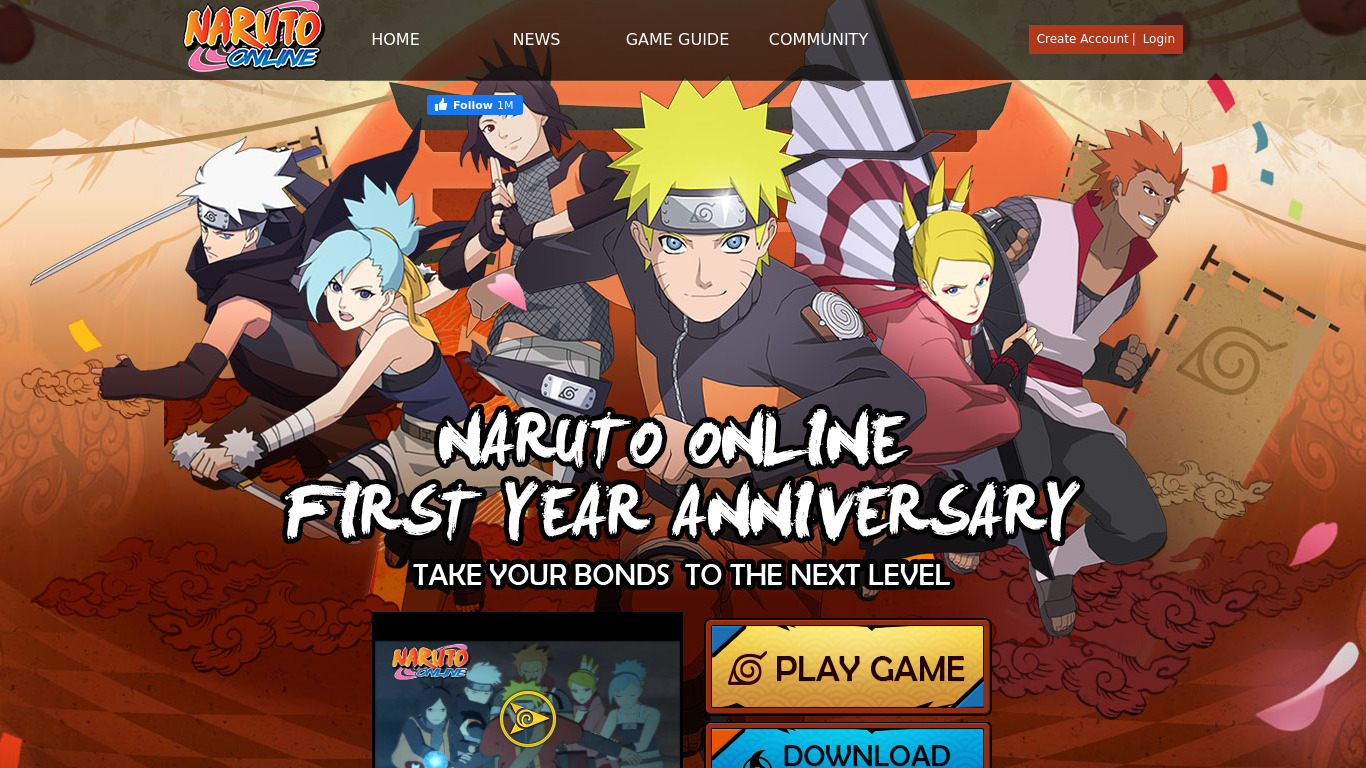 Naruto Online Landing page