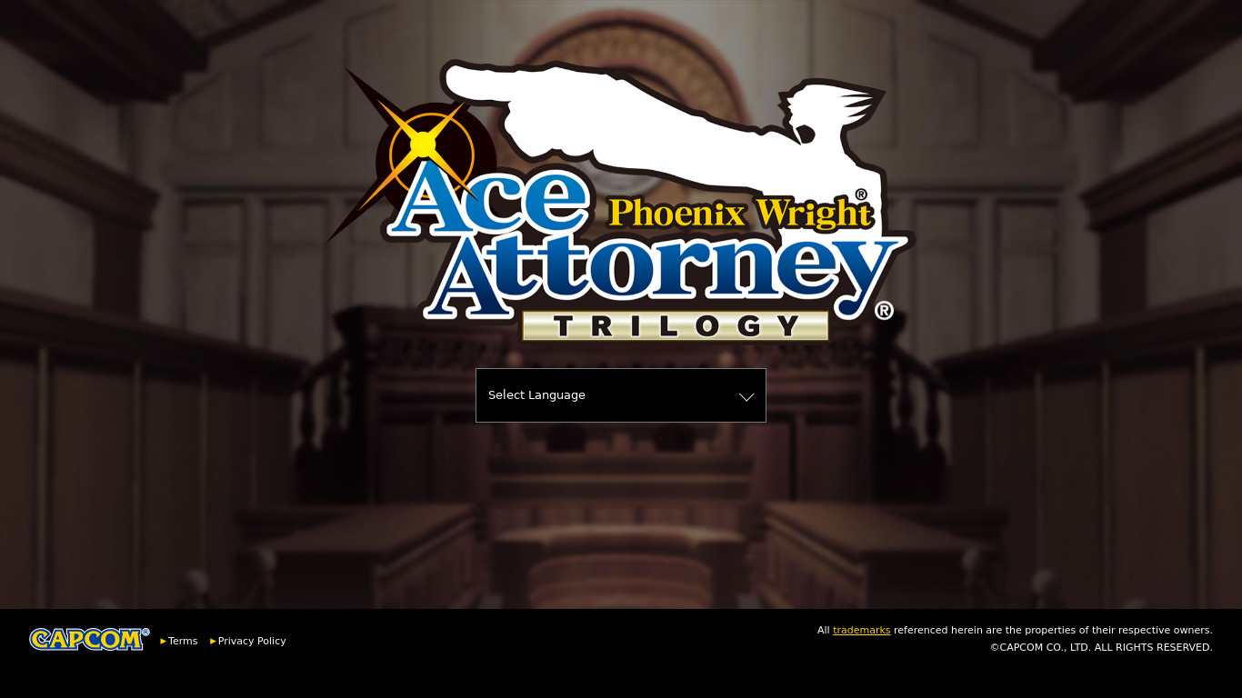 Phoenix Wright: Ace Attorney Trilogy Landing page
