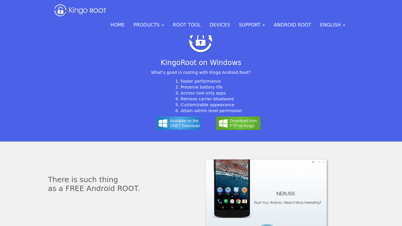 Kingo Android Root Landing page