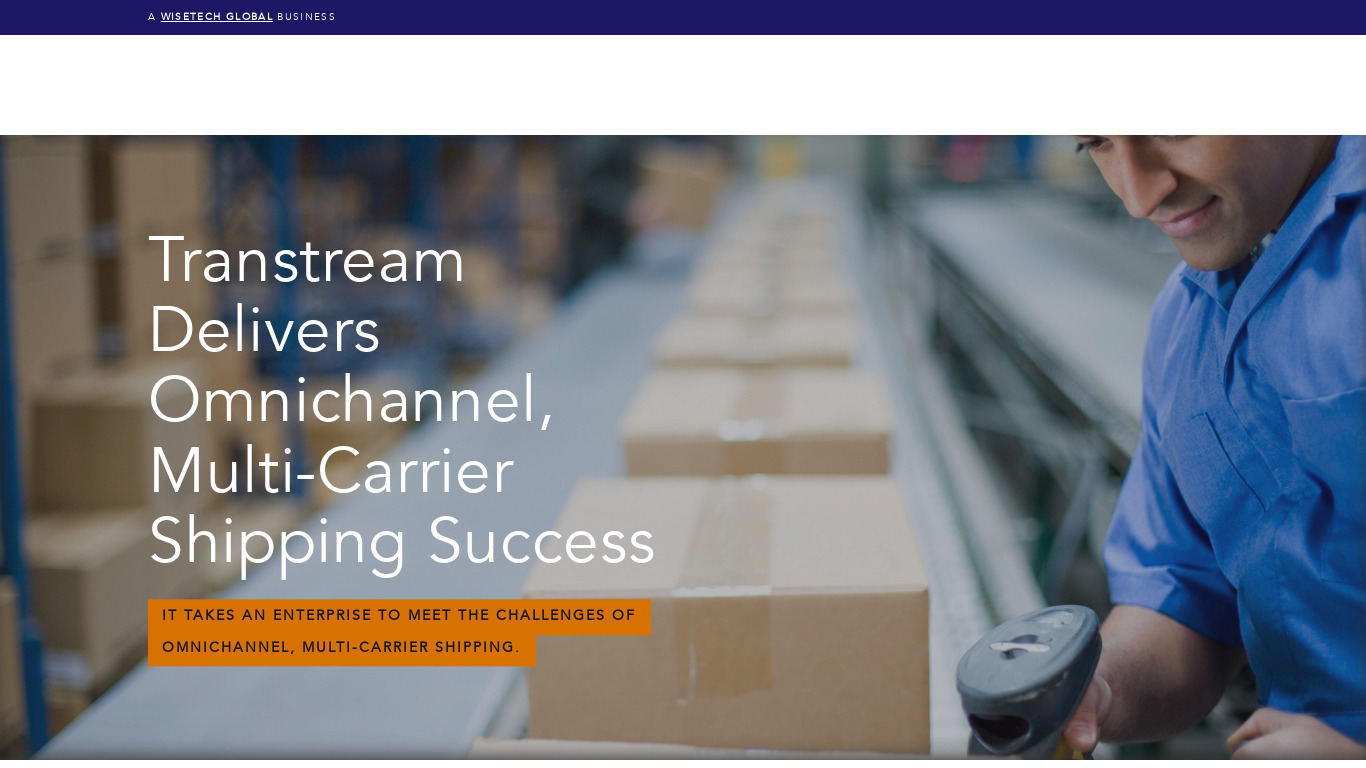 Transtream Parcel TMS Landing page