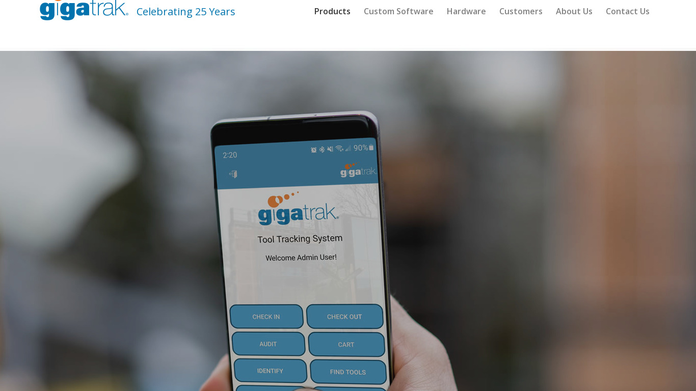 Gigatrack Tool Tracking System Landing page