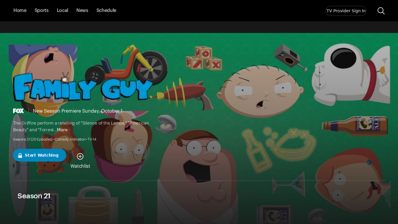 Family Guy Online Landing page