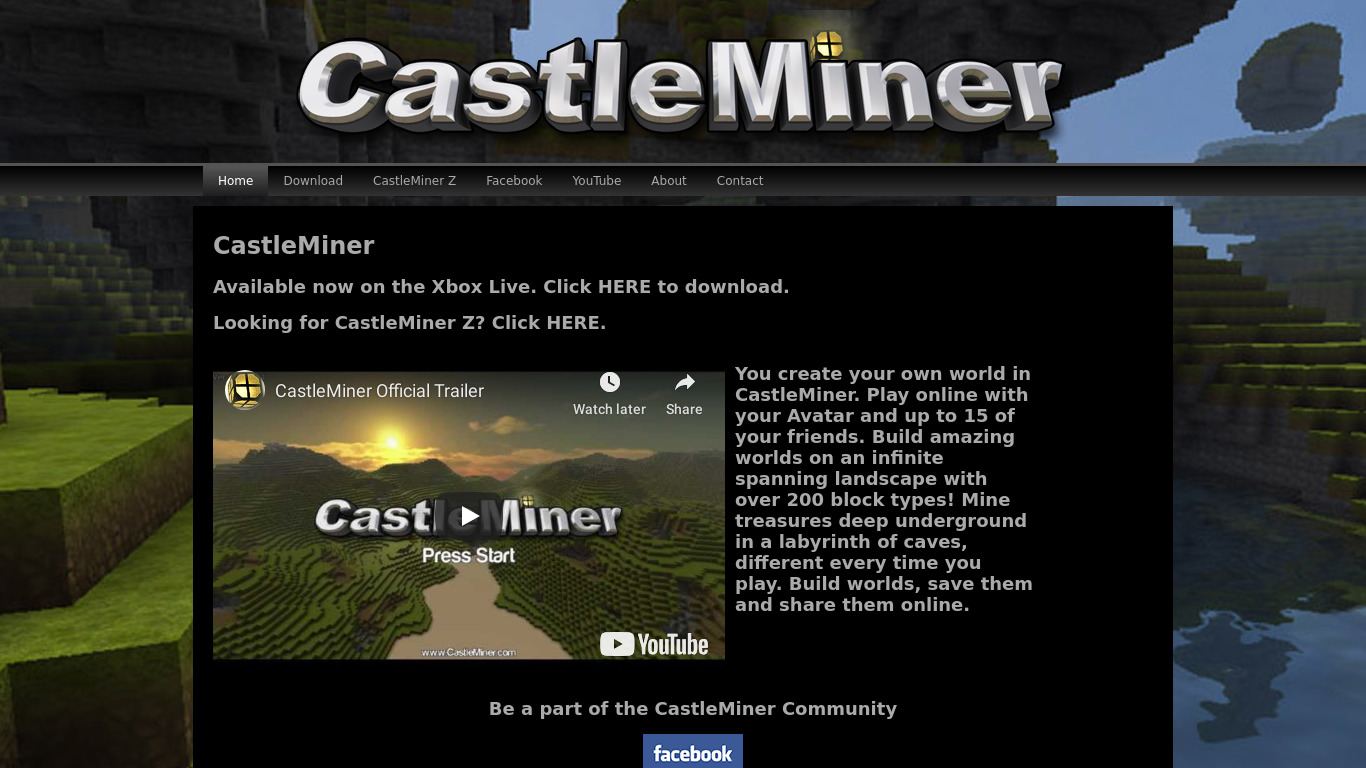 CastleMiner Landing page
