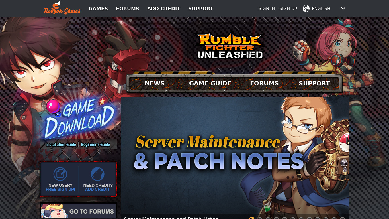 Rumble Fighter Landing page
