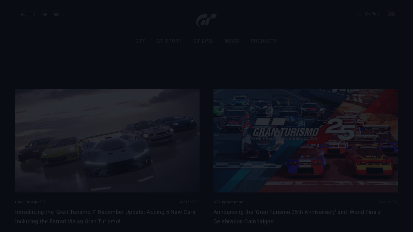 Gran Turismo Landing page
