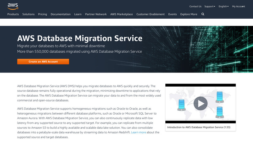 AWS Database Migration Service Landing Page