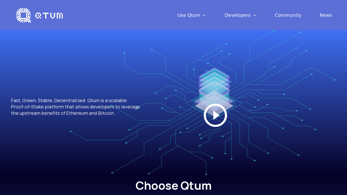 Qtum (QTUM) Landing page