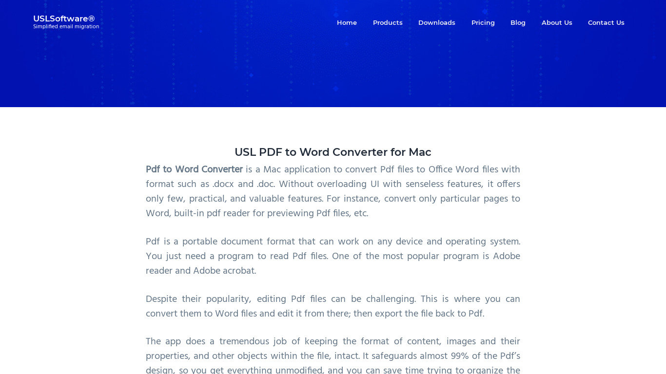 USL PDF to Word Converter Landing page