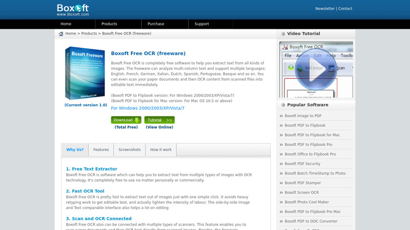 Boxoft Free OCR Landing Page