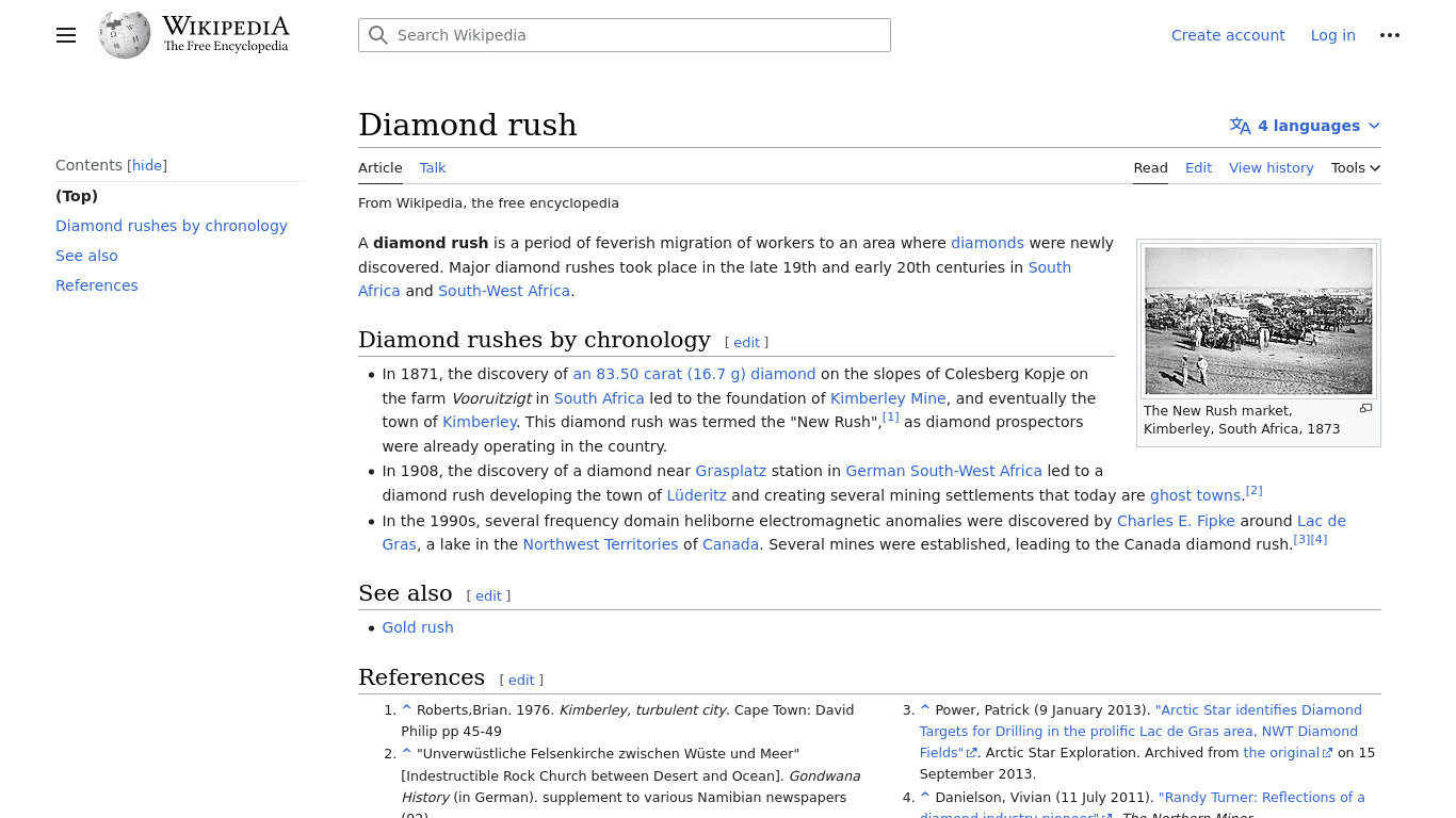 Diamond Rush Landing page