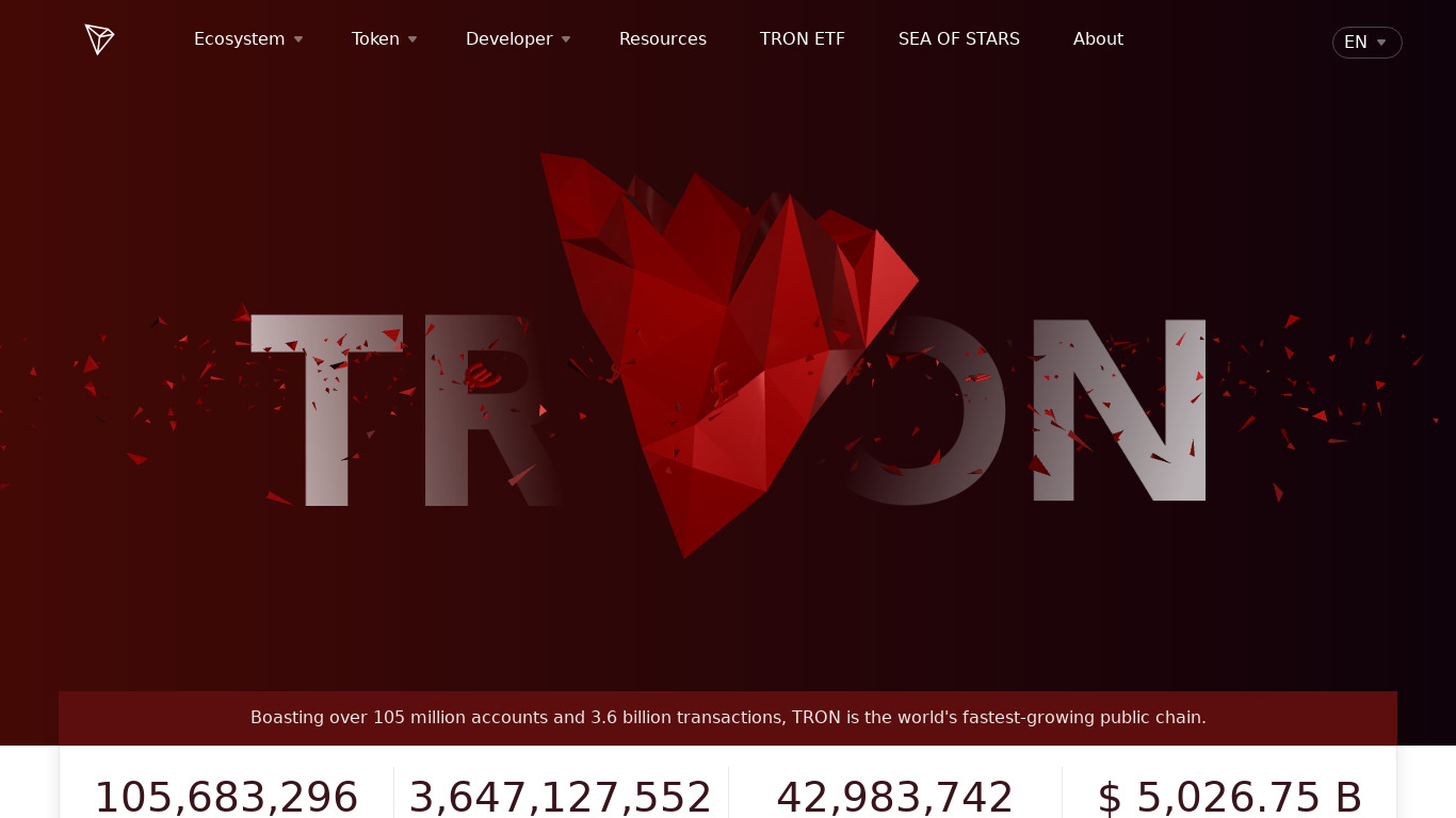 Tron (TRX) Landing page