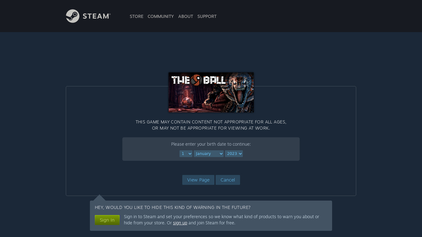 The Ball Landing page
