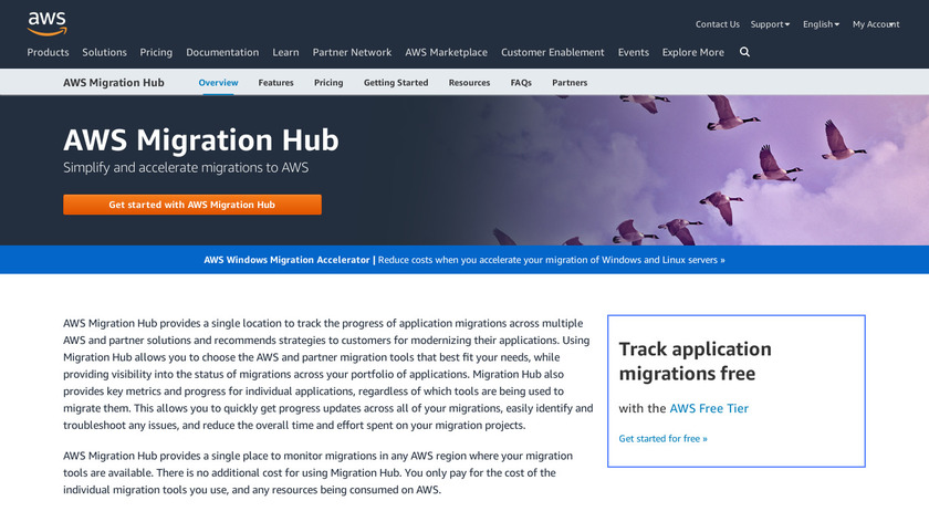 AWS Migration Hub Landing Page