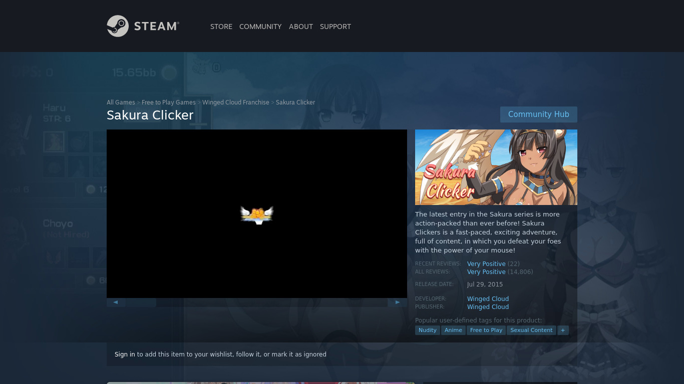 Sakura Clicker Landing page